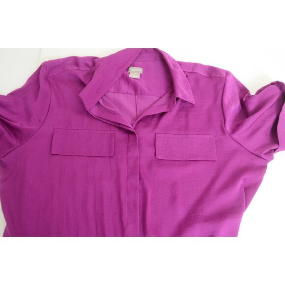 Chico's Colorful XL/16 (3) Long Tunic Shirt Button Down Front Pockets Summer - Picture 6 of 9